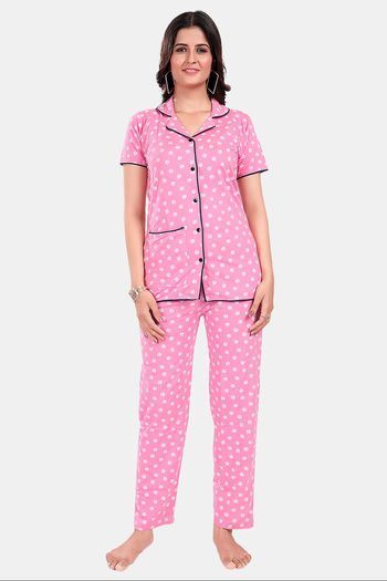 Buy Sweet Moon Knit Cotton Pyjama Set - Dark Pink
